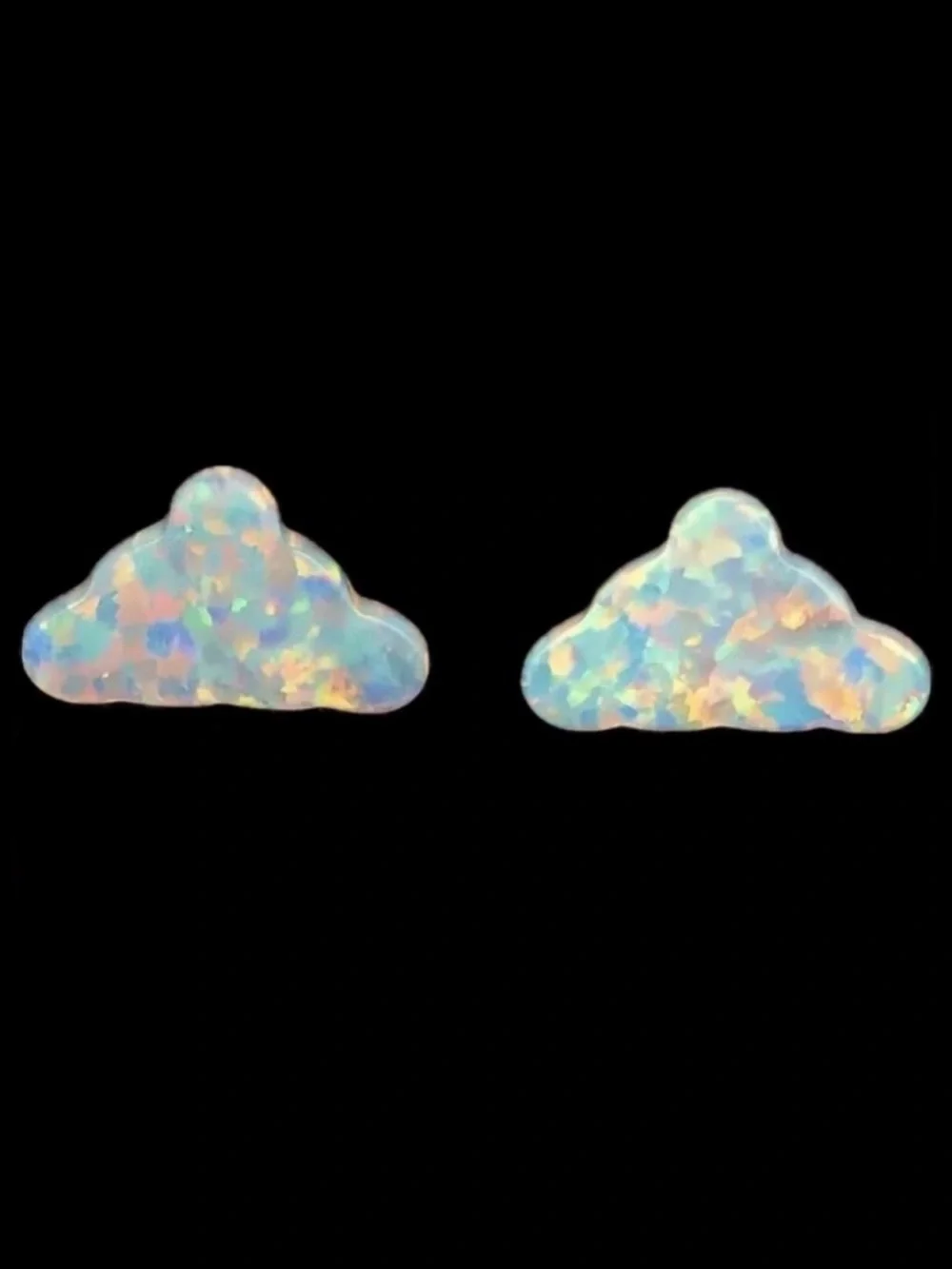 White Opal Cloud~ Rainbow Flash Iridescent Glittery Cumulus Sky Weather 925 Stud